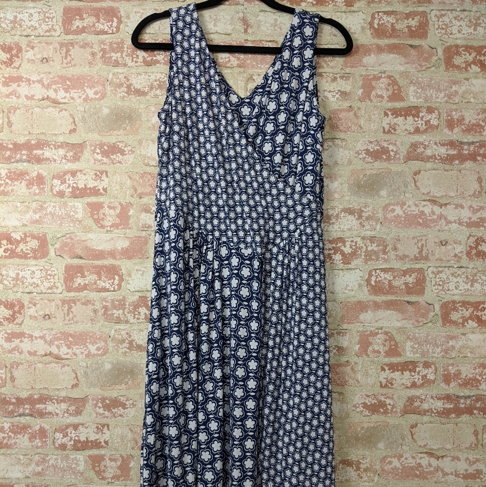Boden Sleeveless Floral Print Faux Wrap Midi Dress
